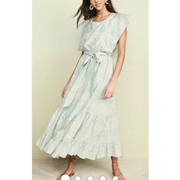 Love Sam x Anthropologie | Tallulah embroidered Tiered Midi Dress Laced - Picture 16 of 16